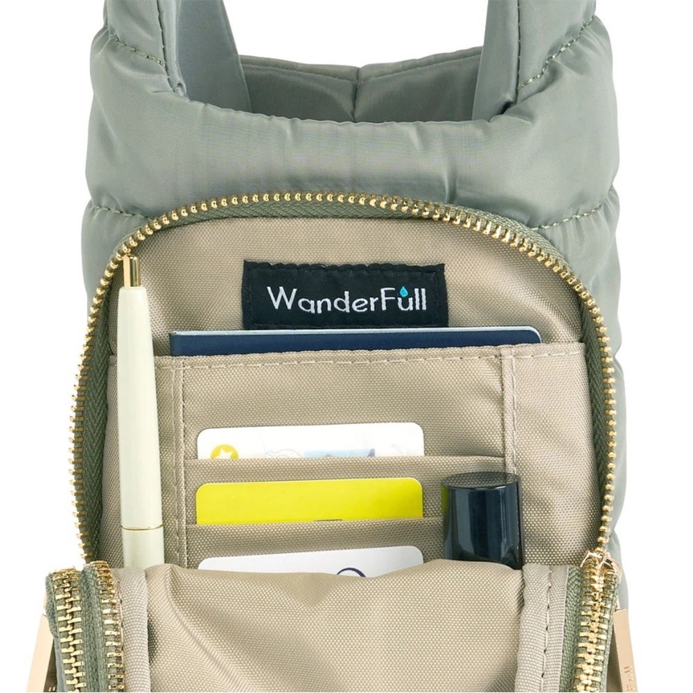 Wanderfull Quilted Sage Crossbody Convertible Hydrobag Waterbottle Purse NWT - Picture 3 of 16